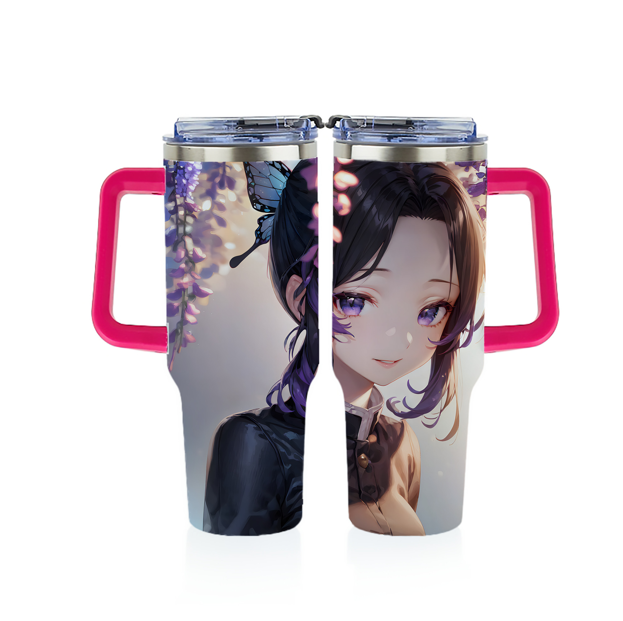 （画像用） 鬼滅の刃（きめつのやいば）蟲柱-胡蝶 しのぶ／こちょう しのぶ Kochou Shinobu 1200ｍLフルプリント車用タンブラー